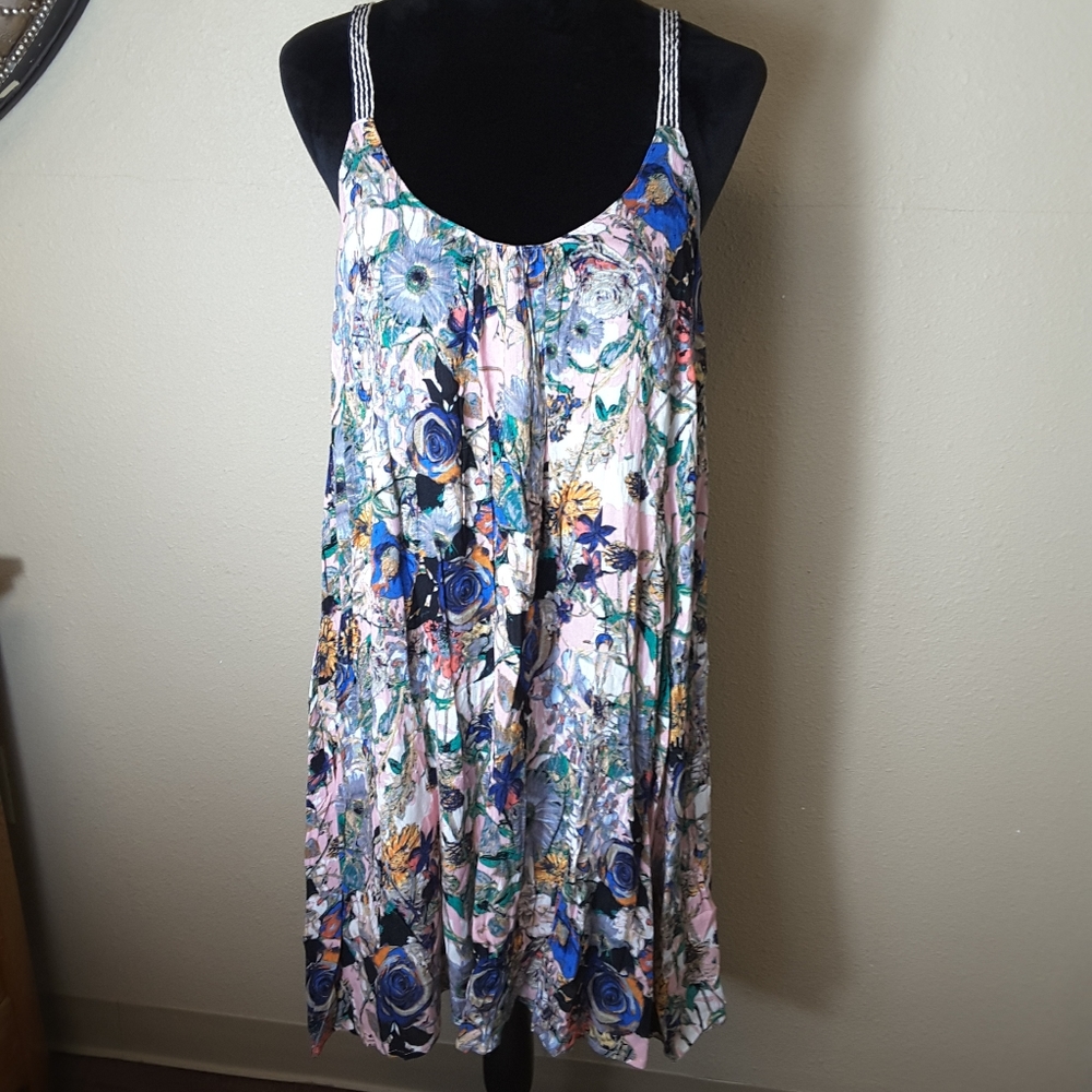 Mystree Pink Strap Floral Shift Dress Sz L